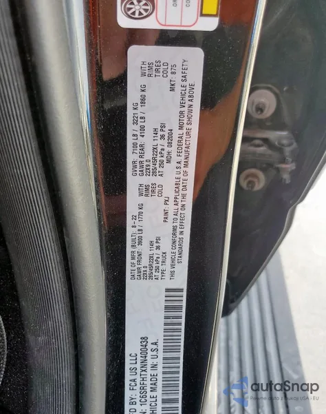 2022 Ram 1500 Limited z USA, uszkodzony, nr VIN 1C6SRFHTXNN400438